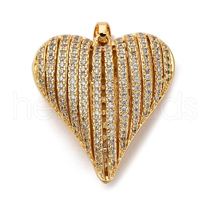 Brass Micro Pave Clear Cubic Zirconia Pendants KK-U076-19G-1