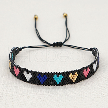 Heart Handmade Miyuki Seed Bead Braided Bead Bracelets for Women RA3888-1-1