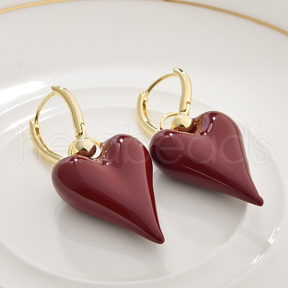 Brass Enamel Hoop Earrings for Women EJEW-U055-26G-02-1