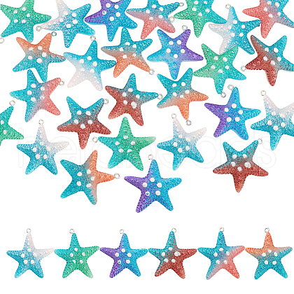   36Pcs 6 Colors Opaque Resin Pendants RESI-PH0002-25-1