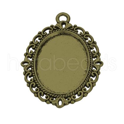 Tibetan Style Alloy Pendant Cabochon Settings TIBE-T003-09AB-NR-1