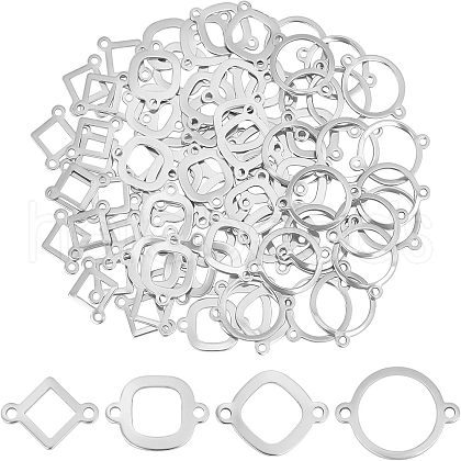 Unicraftale 80Pcs 4 Style 201 Stainless Steel Links Connectors STAS-UN0029-26-1