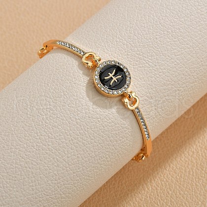 12 Constellations Golden Alloy Rhinestone Bangles for Women WG283F1-05-1