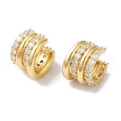 Brass Micro Pave Cubic Zirconia Cuff Earrings EJEW-P281-03G-1