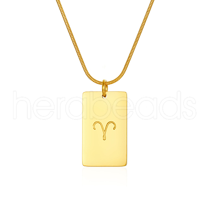 Stylish Stainless Steel 12 Zodiac Rectangle Pendant Necklaces for women GA2858-1-1