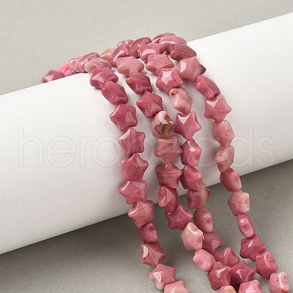 Natural Rhodonite Star Beads Strands G-Z080-A07-1