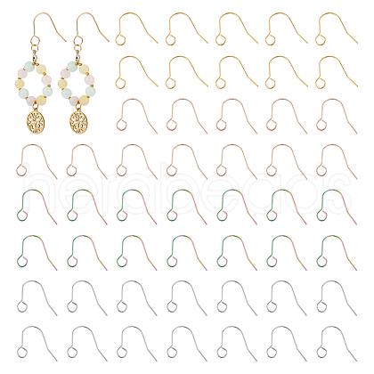 Unicraftale 56Pcs 4 Colors 304 Stainless Steel Earring Hooks STAS-UN0054-21-1