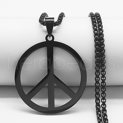 Stainless Steel Peace Sign Pendant Necklaces FS-WGCCA7A-03-1