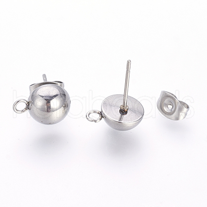 Non-Tarnish 201 Stainless Steel Stud Earring Findings X-STAS-S064-12-1