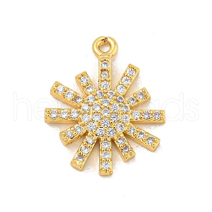 Sun Rack Plating Brass Micro Pave Clear Cubic Zirconia Pendants KK-P277-18G-1