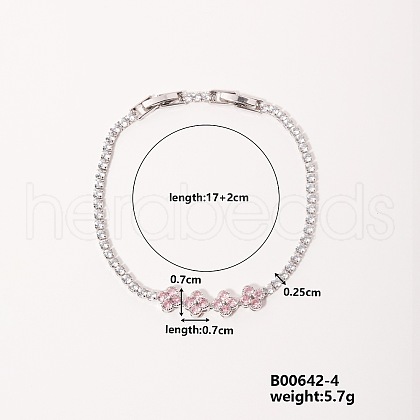 Fashionable Four-leaf Clover Bracelet with Sparkling Colorful Diamonds IR8523-4-1