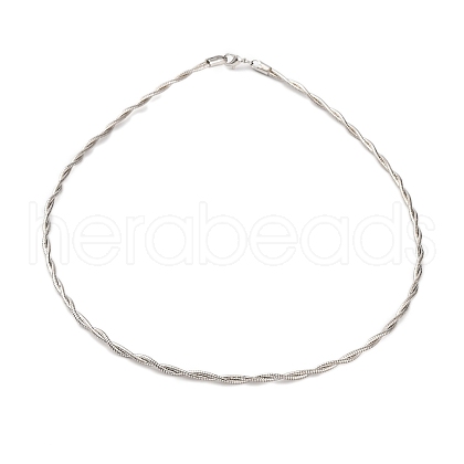 Brass Double Braided Round Snake Chain Necklaces MAK-L041-01P-1