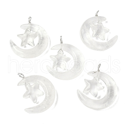 Natural Quartz Crystal Pendants G-Z086-01P-26-1