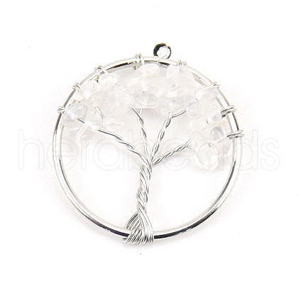 Natural Quartz Crystal Tree fo Life Pendants WG82707-16-1