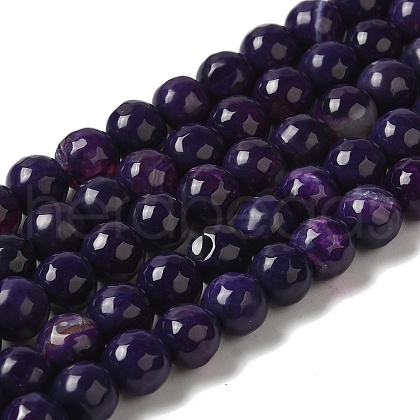 Dyed & Heated Natural Banded Agate Beads Strands G-P539-F01-01-1