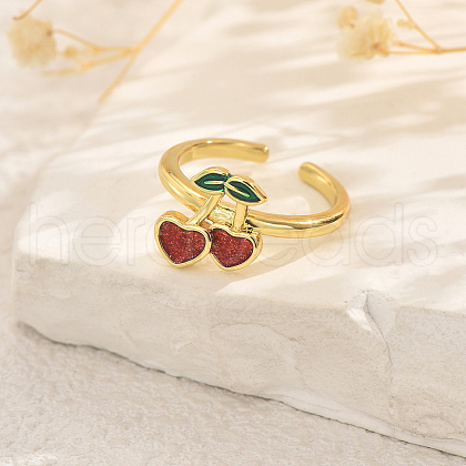 Fruit Themes Brass Cuff Open Rings for Women FC9265-6-1