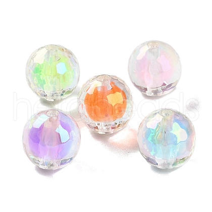 UV Plating Rainbow Iridescent Acrylic Beads OACR-H112-16B-1