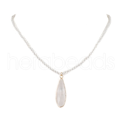 Shell Pearl Beaded Necklaces for Women NJEW-JN04980-1