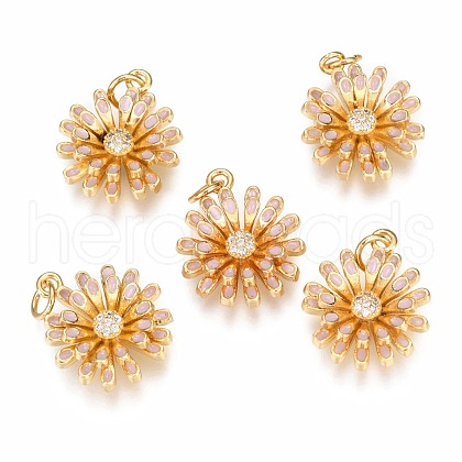 Brass Micro Pave Clear Cubic Zirconia Pendants ZIRC-B002-34G-H-1