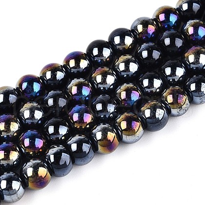 Electroplate Opaque Glass Beads Strands GLAA-T032-P6mm-AB01-1