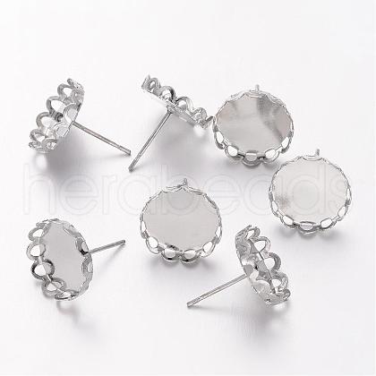 Brass Bezel Stud Earring Settings X-KK-I003-P-NF-1