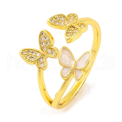 Butterfly Clear Cubic Zirconia Open Cuff Ring RJEW-U003-17G-1