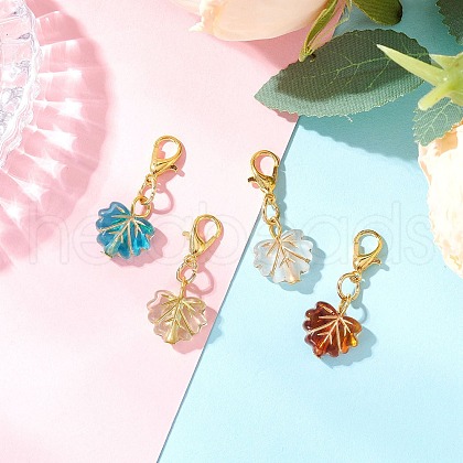 Leaf Acrylic Pendant Decorations HJEW-JM03333-1