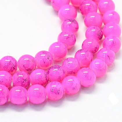 Baking Painted Glass Round Beads Strands X-DGLA-Q019-8mm-68-1