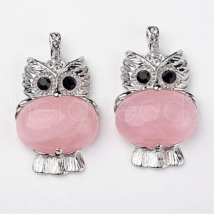 Natural Rose Quartz Pendants G-G884-B03-FF-1