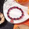Halloween 8mm Round Natural Amethyst & Glass Beaded Stretch Bracelets BJEW-JB10701-2