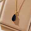 Elegant Brass Pave Glass Fashion Water Drop Pendant Necklaces BP5132-5-1