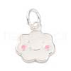 925 Sterling Silver White and Pink Enamel Smiling Face Cloud Charms STER-D303-03S-1
