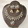 Flower Alloy & Plastic Pearl & Rhinestone Pendant Necklace & Earring FS-WGBAA8A-02-1