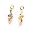 Brass Micro Pave Cubic Zirconia Pendants ZIRC-L093-24G-2