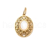 304 Stainless Steel Pave Natural Shell Hollow Oval Pendants STAS-I331-33G-1