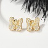 Brass Micro Pave Cubic Zirconia Stud Earrings EJEW-Z091-04G-W-5