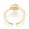 Brass Micro Pave Clear Cubic Zirconia Cuff Rings for Women KK-T074-10G-3