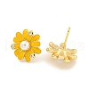 Rack Plating Brass Micro Pave Clear Cubic Zirconia Stud Earring EJEW-C102-39G-02-2