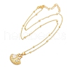 Brass with Cubic Zirconia and Plastic Beads Pendant Necklaces NJEW-Q041-03G-2