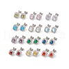 Cubic Zirconia & Rhinestone Rectangle Stud Earrings EJEW-A080-01M-P-1