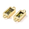 Brass Pave Glass Rectangle Connector Charms KK-H002-06G-01-2
