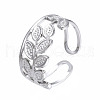 304 Stainless Steel Leaf Wrap Open Cuff Ring RJEW-T023-49P-3