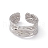 304 Stainless Steel Twist Wave Open Cuff Ring for Women RJEW-C045-22P-2