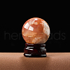 Natural Cherry Blossom Agate Ball Display Decorations(Excluding Wooden Base) G-PW0004-46-1
