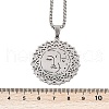 304 Stainless Steel Hollow Moon Star Flower Pendant Necklaces for Women NJEW-K283-35P-3