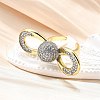 Brass Micro Pave Clear Cubic Zirconia Cuff Rings for Women RJEW-U051-01A-G-2