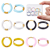 DICOSMETIC 5 Pairs 5 Color 316 Stainless Steel Enamel Ring Hoop Earrings EJEW-DC0001-39A-1
