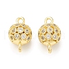 Brass Micro Pave Clear Cubic Zirconia Connector Charms KK-P228-69G-2
