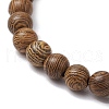 4Pcs Wood Round Bead Charm Bracelets for Women BJEW-JB11645-5