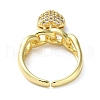 Rack Plating Brass Cubic Zirconia Open Cuff Rings RJEW-K249-22G-3